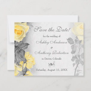 Save The Date Mariage vintage à la rose jaune Enregistrer la dat