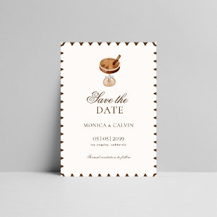 Save The Date Mariage Vintage Coquette Français Espresso Martini