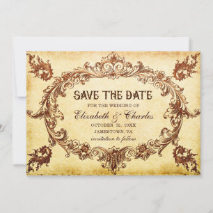 Save The Date Mariage vintage de cadre victorien Enregistrer la