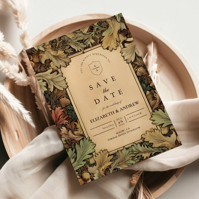 Save The Date Mariage vintage de feuillage végétal (Créateur téléchargé)