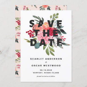 Save The Date Mariage vintage de l'aquarelle