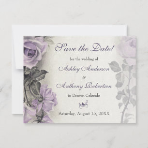 Save The Date Mariage vintage de Rose violet Enregistrer la date