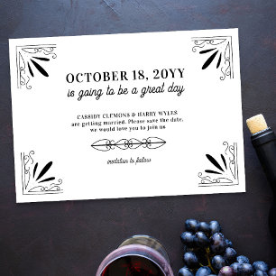 Save The Date Mariage vintage de typographie noir et blanc