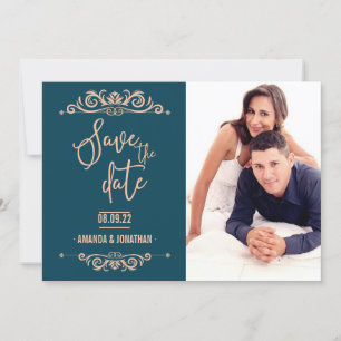 Save The Date Mariage vintage Enregistrer la date photo personna