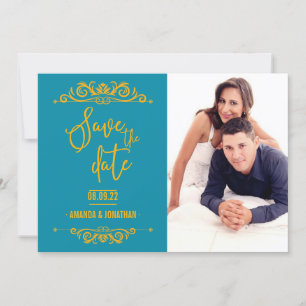 Save The Date Mariage vintage Enregistrer la date photo personna