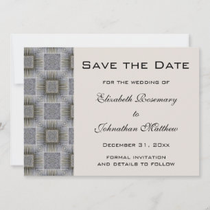 Save The Date Mariage Vintage Enregistrez la Date, Carrés Gris R