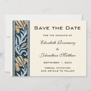 Save The Date Mariage Vintage, Fleurs d'Iris Art Nouveau Floral