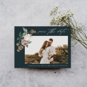 Save The Date Mariage vintage Floral Photo Enregistrer La Date