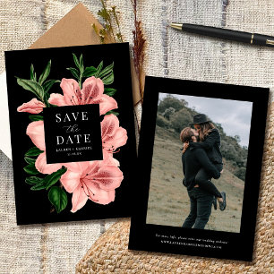 Save The Date Mariage Vintage Floral Rose Pâle Noir