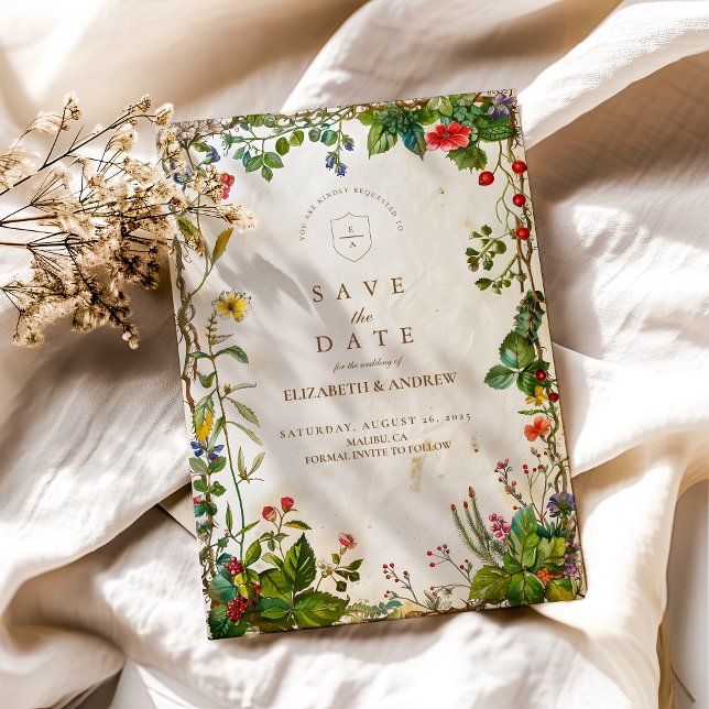 Save The Date Mariage vintage Forest Berry (Créateur téléchargé)