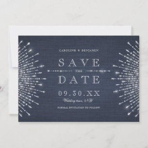 Save The Date Mariage vintage Marine Argent déco enregistrer la