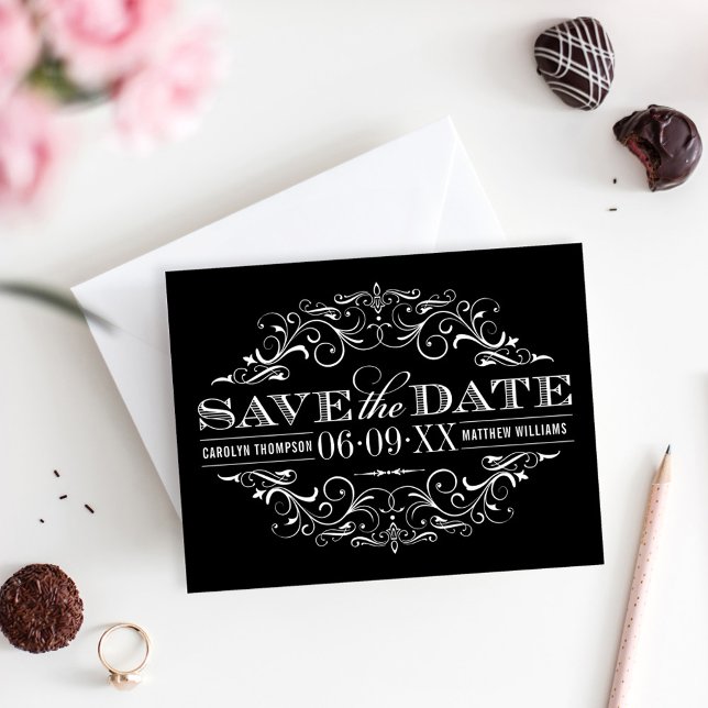 Save The Date Mariage vintage noir et blanc (Créateur téléchargé)