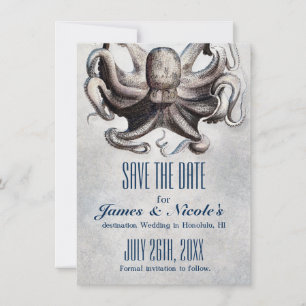 Save The Date Mariage vintage Octopus Enregistrer la date Invita