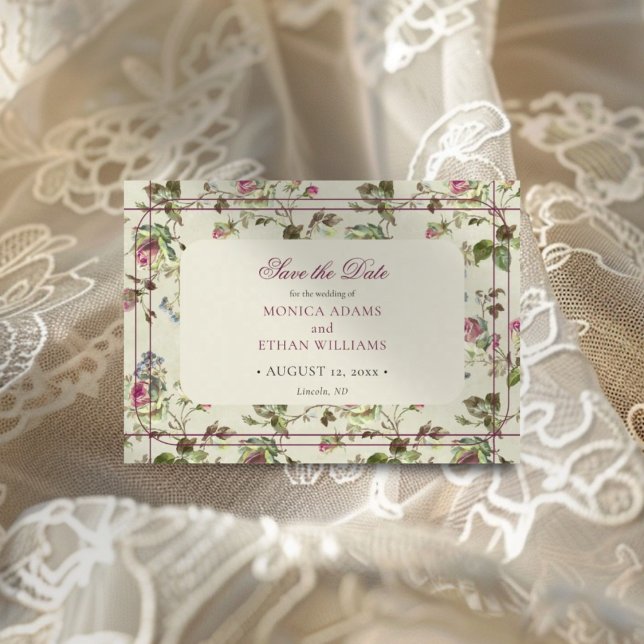 Save The Date Mariage vintage rose (Créateur téléchargé)