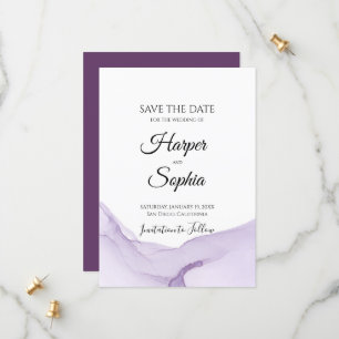 Save The Date Mariage violet Aquarelle moderne