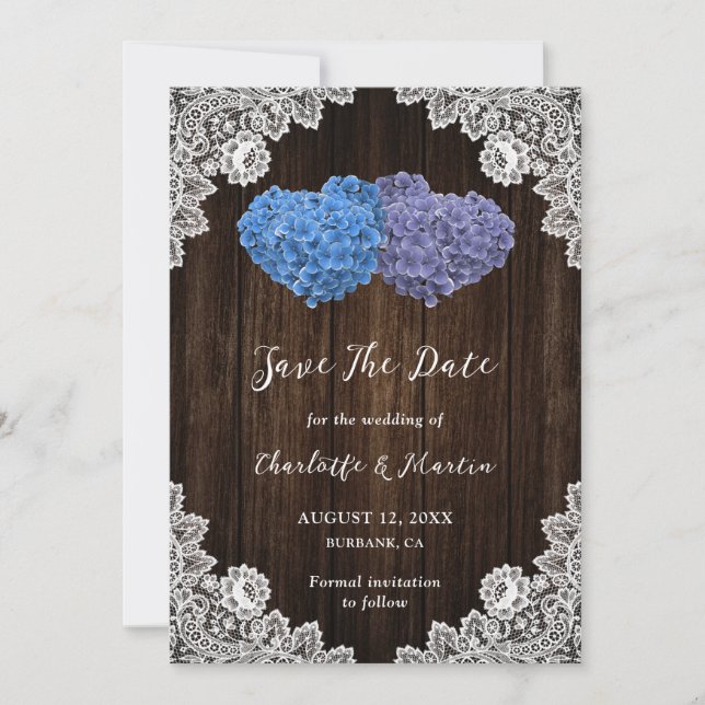 Save The Date Mariage violet et bleu Enregistrer la date (Devant)