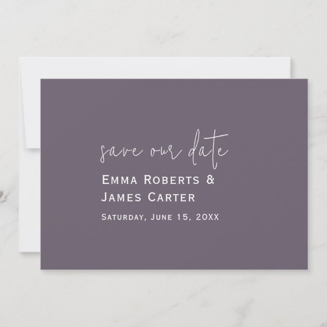 Save The Date Mariage Violet Prune Enregistrez la Date (Devant)