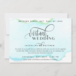 Save The Date Mariage virtuel en ligne, Aquarelle verte Turquois