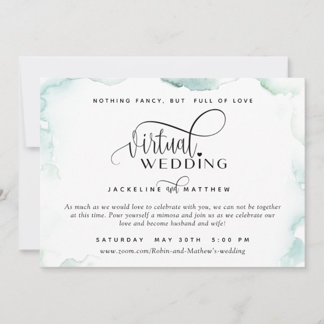 Save The Date Mariage virtuel en ligne, Aquarelles élégantes (Devant)