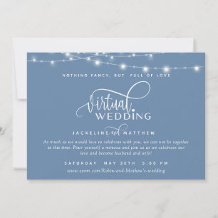 Save The Date Mariage virtuel en ligne Dusty Blue, voyants à cor