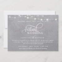 Mariage virtuel en ligne gris argent, lumières à c