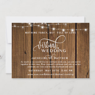 Save The Date Mariage virtuel en ligne Rustic Wood, lampes à cor