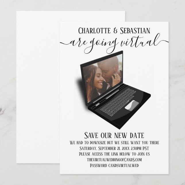 Save The Date Mariage virtuel Enregistrer la photo de date (Devant / Derrière)