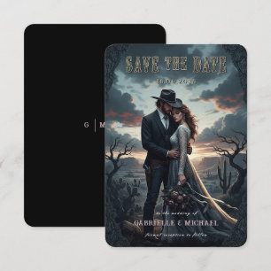 Save The Date Mariage Western Cowboy Gothique et Sombre, Épargne