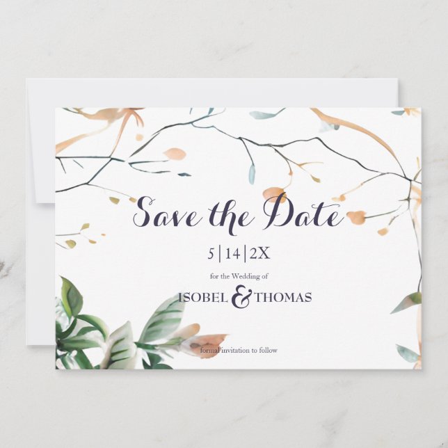 Save The Date Mariage Whimsical Boho fleur sauvage (Devant)