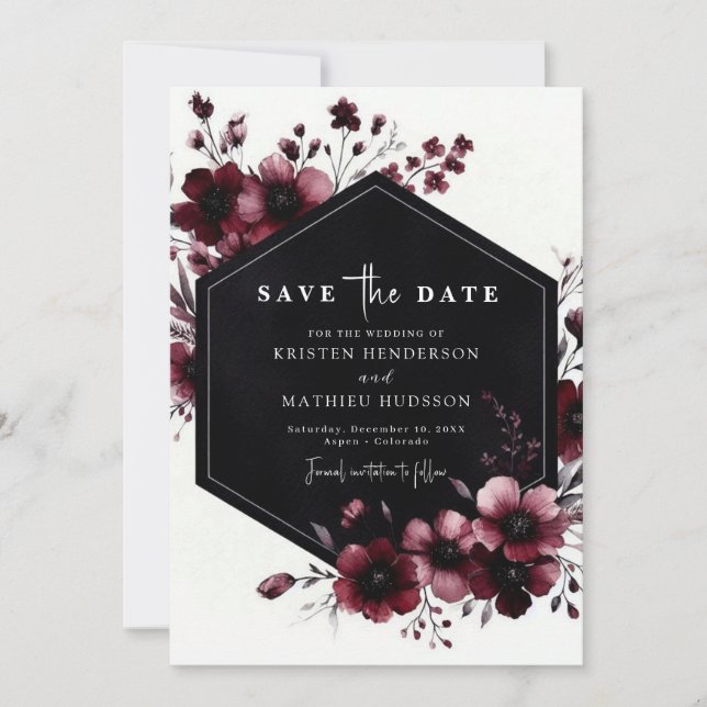 Save The Date Mariage Whimsical classique de Bourgogne (Devant)