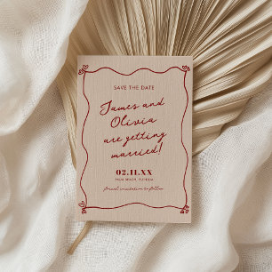Save The Date Mariage Whimsical Quirky main rouge tiré