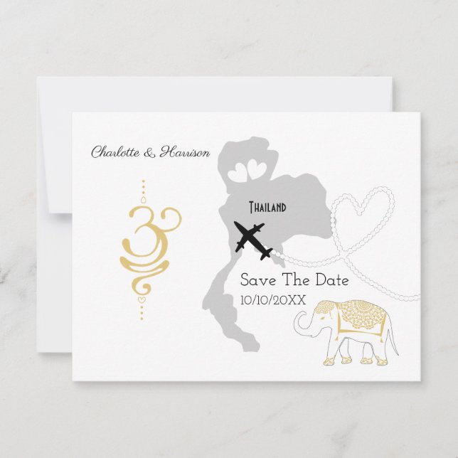 Save The Date Mariages à l'étranger Thaïlande Sauvegarder la dat (Devant)