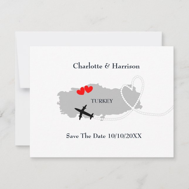 Save The Date Mariages à l'étranger Turquie Sauvegarder la date (Devant)