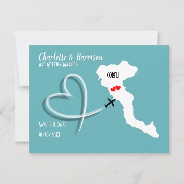 Save The Date Mariages Destination Corfou Sauvegarder La Date (Devant)