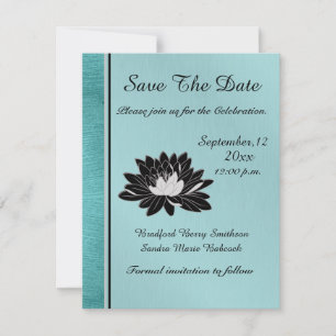 Save The Date MariageTeal Brush Métal, Floral noir