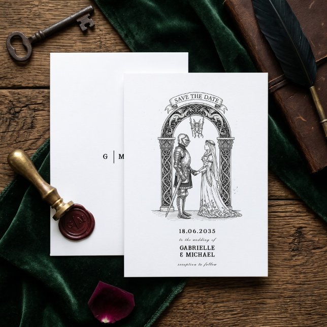 Save The Date Marié Chevalier Gothique Médiéval Arche  (Créateur téléchargé)