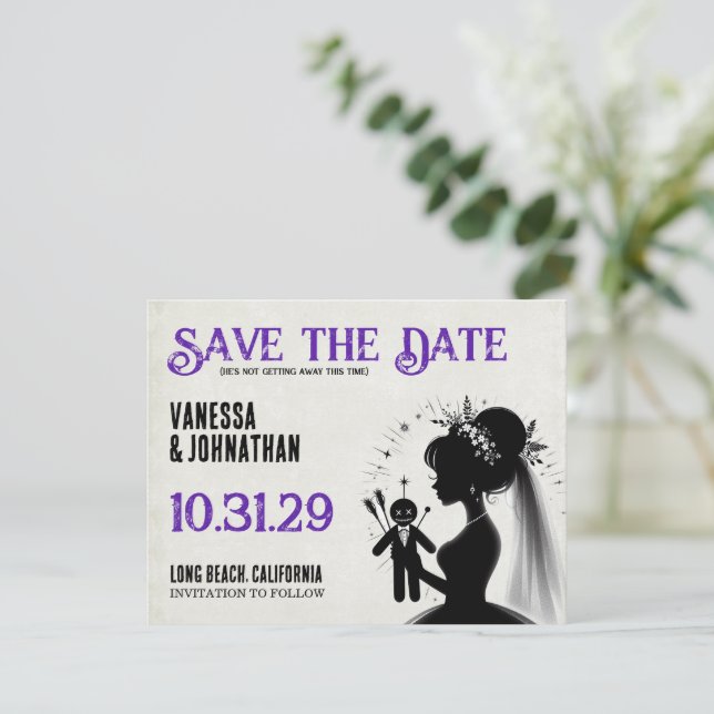 Save The Date Mariée avec mari poupée vaudou (Debout devant)