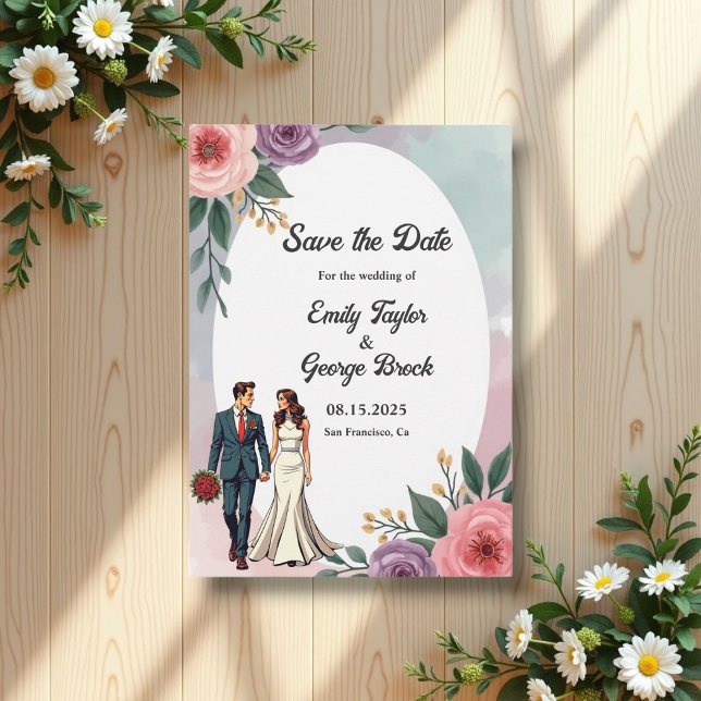 Save The Date Mariée romantique et Mariage d'aquarelle de chambr (Créateur téléchargé)