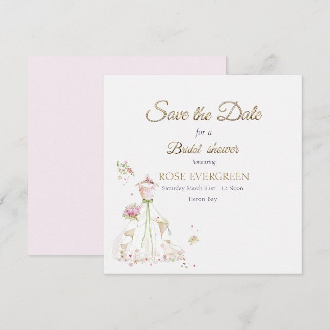 Save The Date Mariée Rouge de Fleur (Devant / Derrière)
