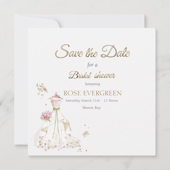 Save The Date Mariée Rougissante en Fleur (Devant)