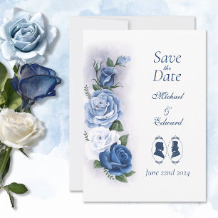 Save The Date Mariés gays roses bleues Régence