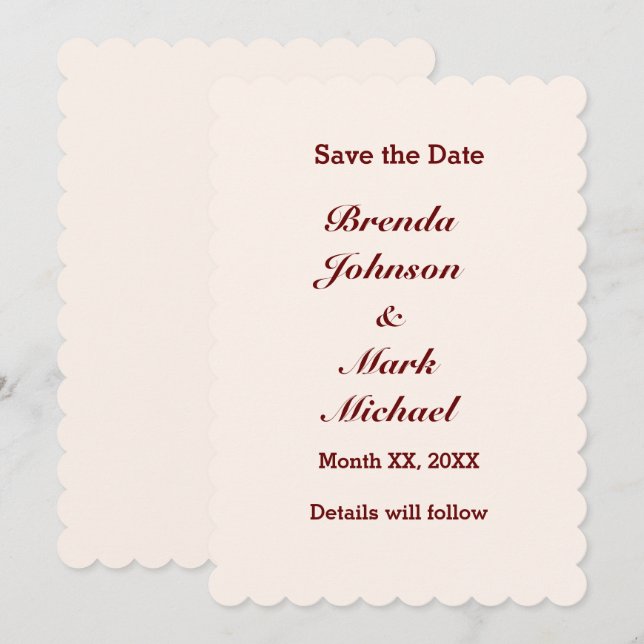 Save The Date Mariés Personnalisés Plat (Devant / Derrière)