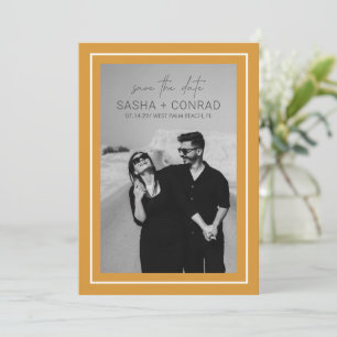 Save The Date Marigold Jaune Bold Bordure Photo Mariage moderne
