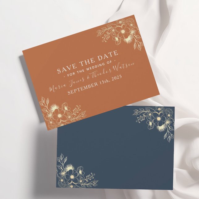 Save The Date Marine Bleu et Terracotta Mariage Enregistrer la d (Créateur téléchargé)