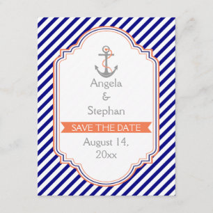 Save The Date Marine bleu, mariage nautique corail Enregistrer l