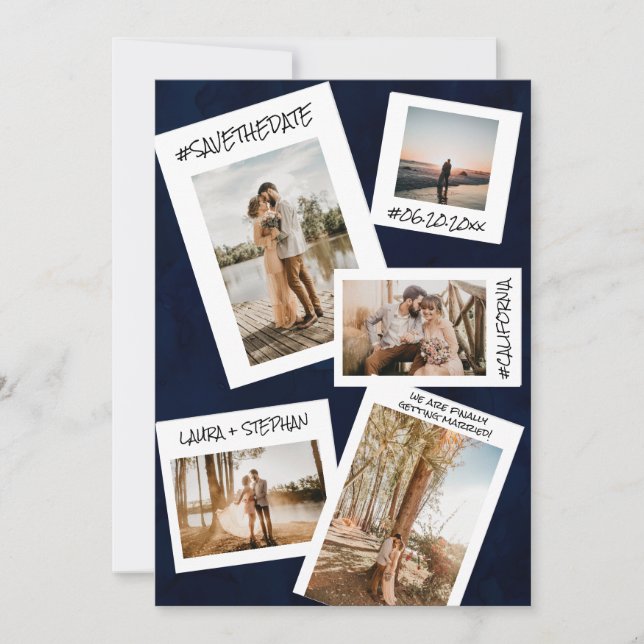 Save The Date Marine bleu médias sociaux 5 photo enregistrer la  (Devant)