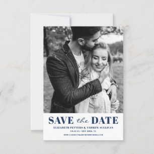 Save The Date Marine Bleue classique Typographie Photo