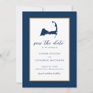 Save The Date Marine Blue Centerville Cape Cod Map Enregistrer l