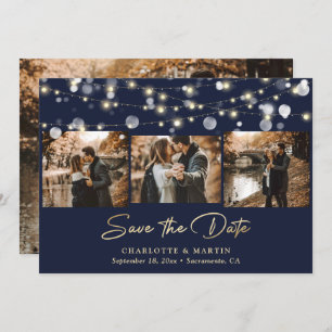 Save The Date Marine Blue Gold Mariage 4 Photo Enregistrer la da