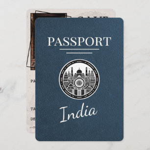 Save The Date Marine Blue India Passport Enregistrer La Date